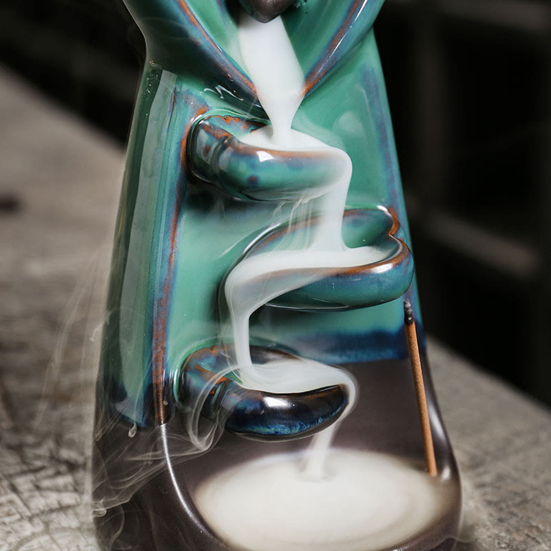 ATELIER-TIBET – Porte-Encens à Reflux Couple d’Amoureux en Céramique 7,3 cm