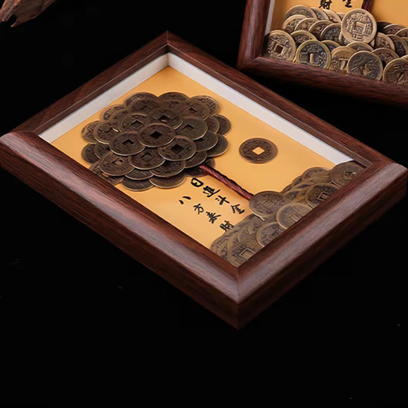 ATELIER-TIBET Arbre à trésors en Buddha Stones , pièces des cinq empereurs, cadre photo décoratif pour la maison, symbole de chance et de protection.