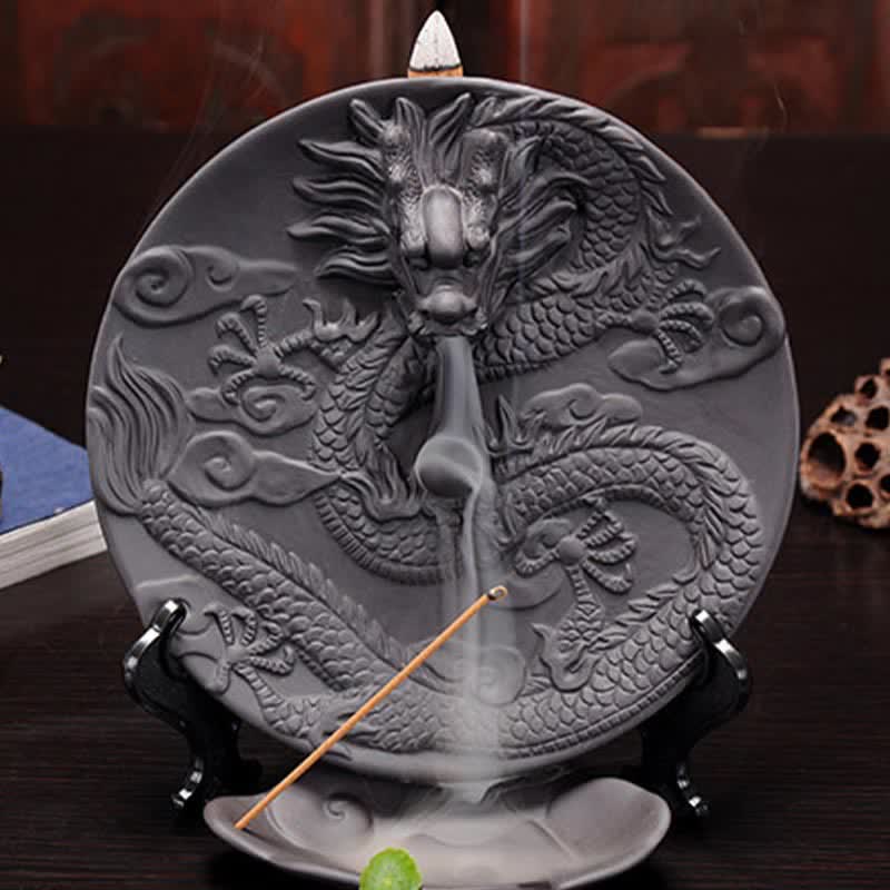 ATELIER-TIBET – Brûleur d’Encens Dragon Céramique à Reflux – Effet Cascade pour Méditation