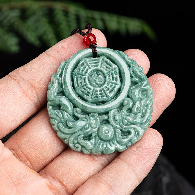 ATELIER-TIBET – Collier Dragon Yin Yang en Jade Naturel