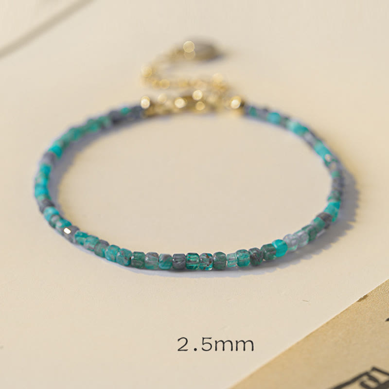 ATELIER-TIBET Bracelet Apatite 2,5 mm et Cœur Plaqué Or 14K