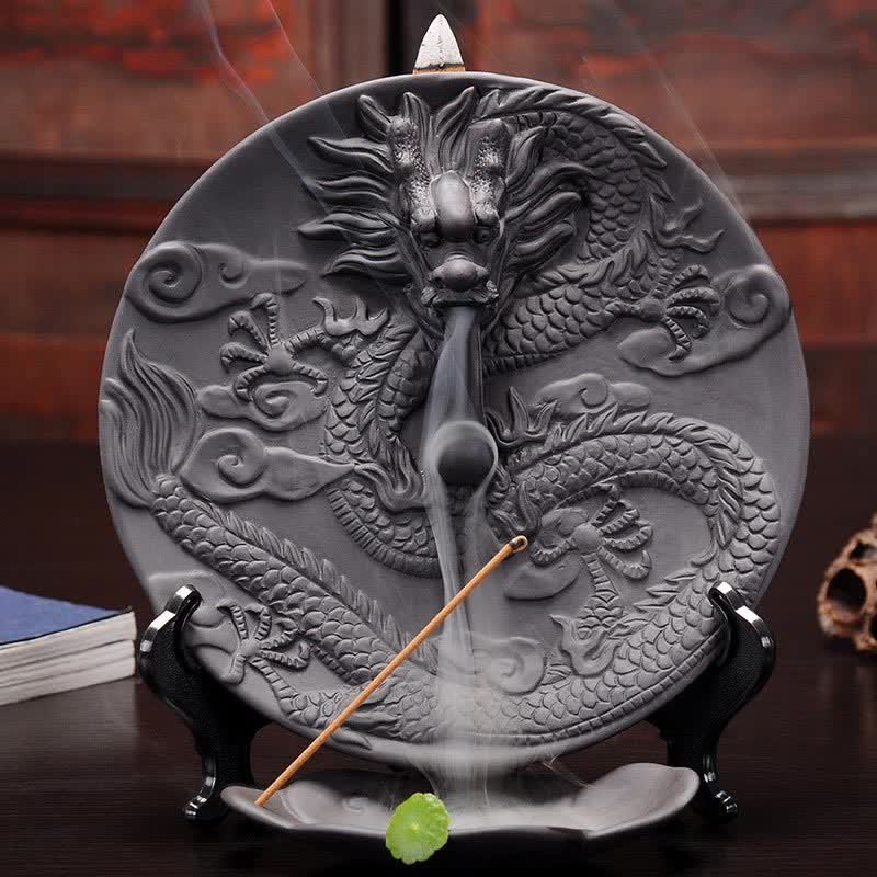 ATELIER-TIBET – Brûleur d’Encens Dragon Céramique à Reflux – Effet Cascade pour Méditation