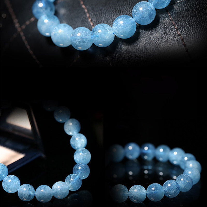 ATELIER-TIBET – Bracelet Paix en Aigue-Marine Naturelle 8 mm | Clarté & Sérénité Symbolique