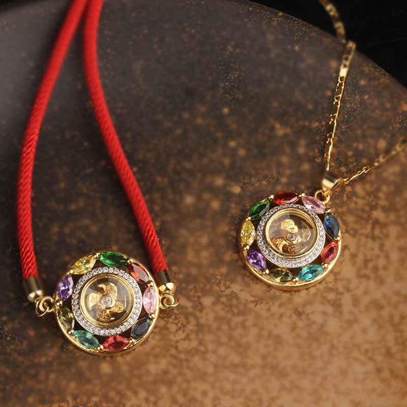 ATELIER-TIBET – Collier-Bracelet Porte-Bonheur en Cuivre & Zircon (Bijou 2-en-1)