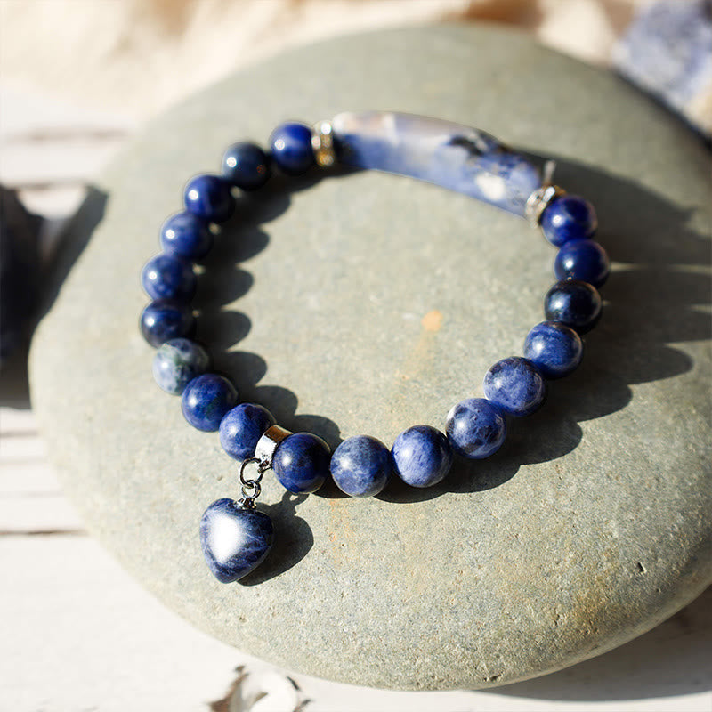 ATELIER-TIBET – Bracelet en Améthyste Naturelle Forme Cœur 8 mm, Perles Artisanales