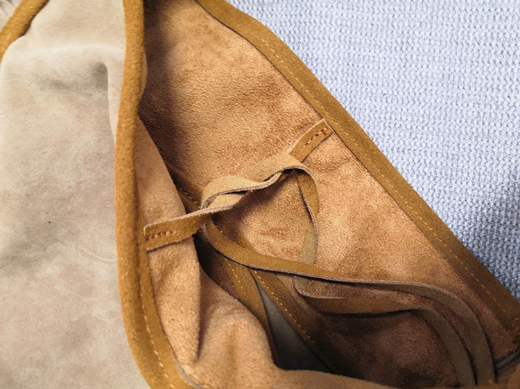 ATELIER-TIBET – Sac à bandoulière femme à franges en cuir – Cuir véritable – 28 cm