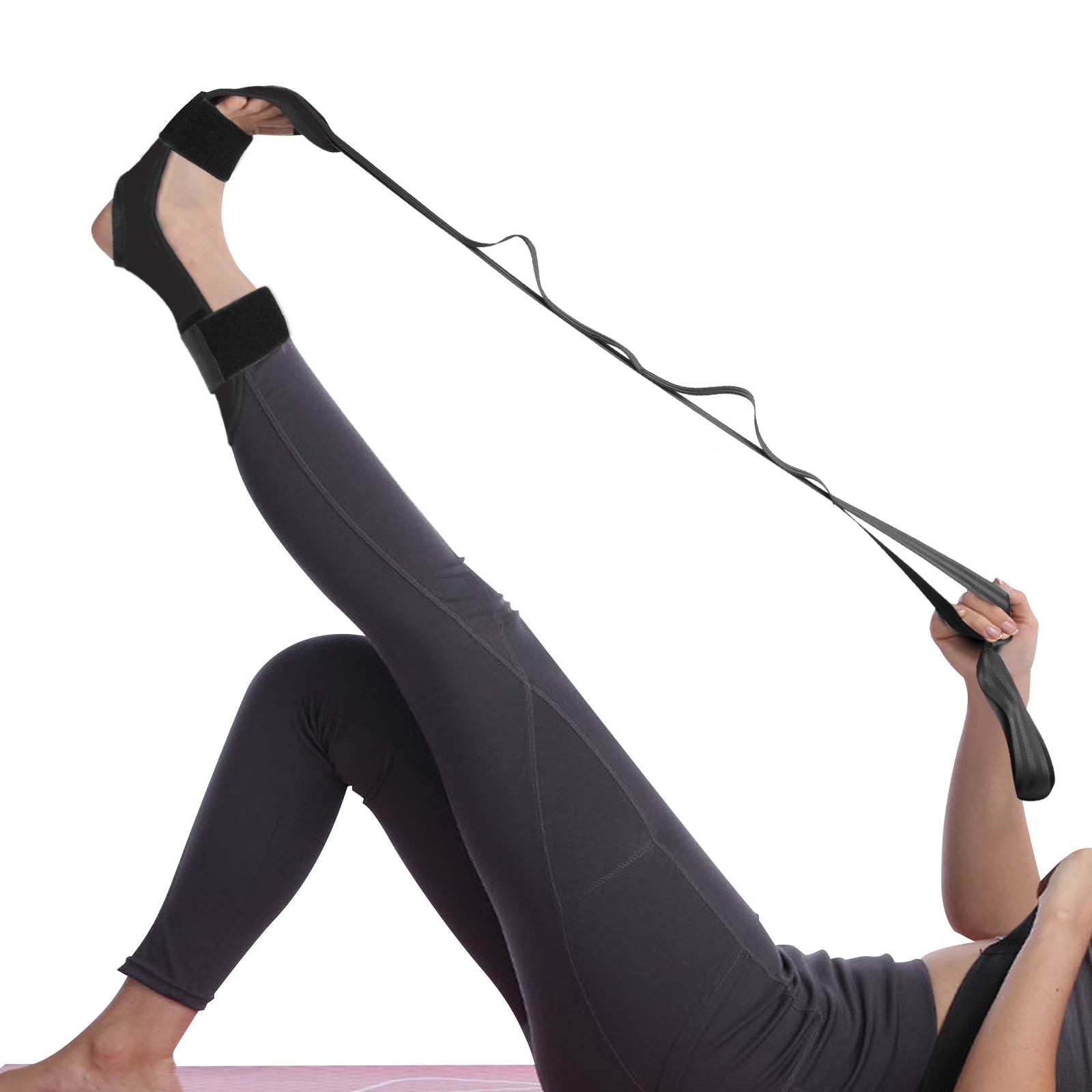 ATELIER-TIBET – Sangle de Yoga Extensible en Coton Noir 145 cm
