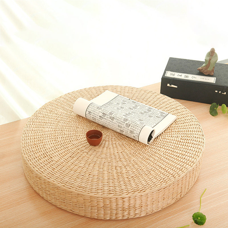 ATELIER-TIBET Coussin de Méditation Rond en Paille Tissée – Assise Naturelle & Respirable