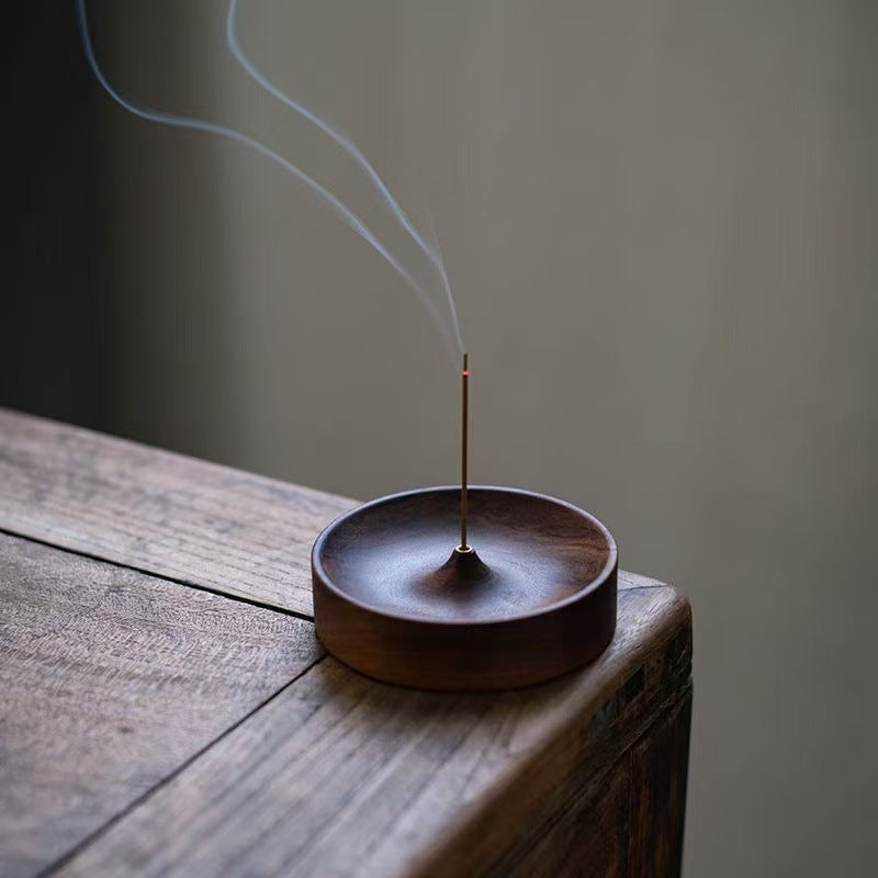 ATELIER-TIBET Porte-Encens en Bois Naturel – Design Épuré & Stable (7 cm)
