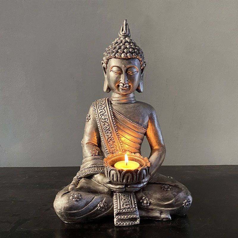 ATELIER-TIBET Bougeoir décoratif tibétain en Buddha Stones de Bouddha avec bénédiction du Bouddha