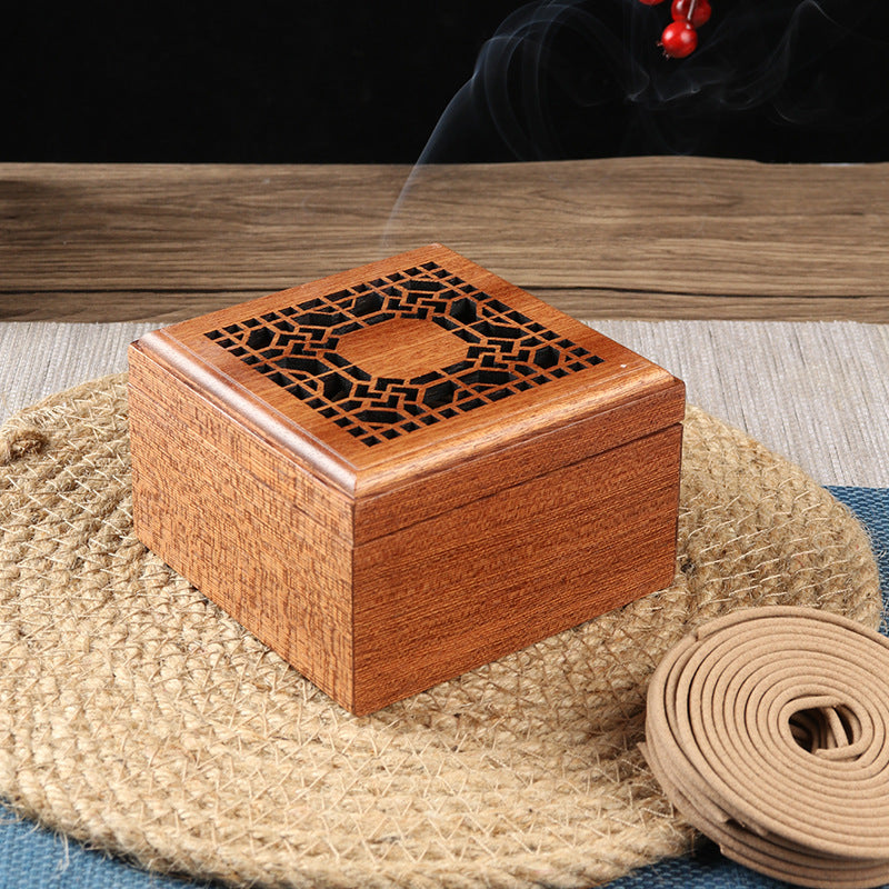 ATELIER-TIBET Brûleur d’Encens en Bois de Santal à Double Couche – Motif Ajouré (9,5 cm)