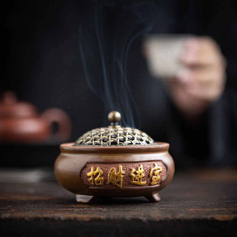 ATELIER-TIBET | Brûleur d’Encens en Céramique Traditionnelle Chinoise – Motifs Classiques