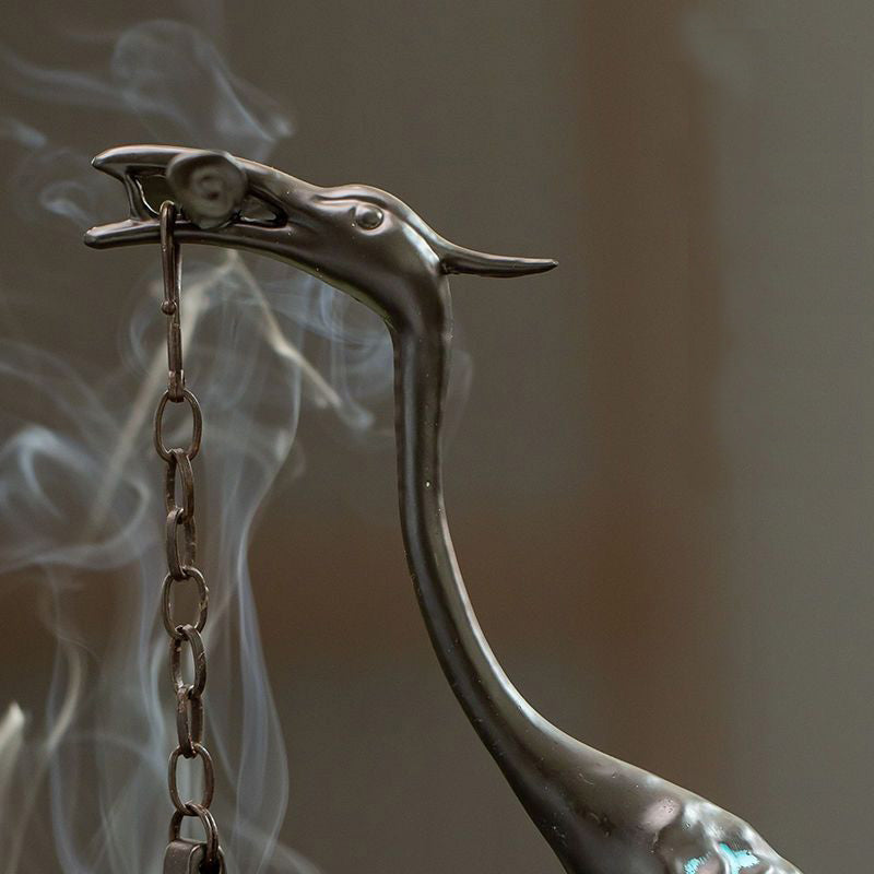 ATELIER-TIBET | Brûleur d’Encens Grue sur Nuages – Sculpture Lotus Suspendue