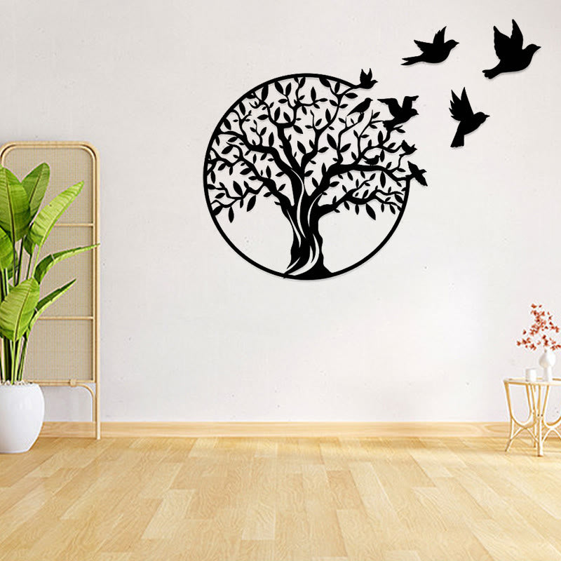 ATELIER-TIBET Pierre Arbre de vie Oiseaux Signe Cadeau de pendaison de crémaillère Art mural de l'unité