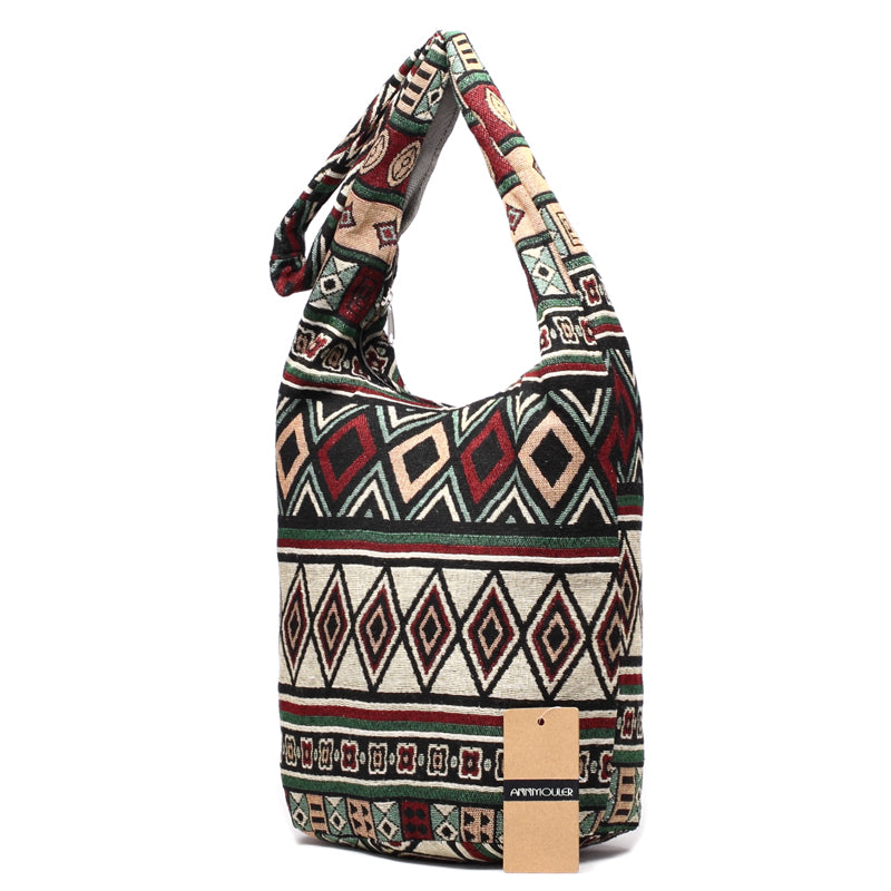 ATELIER-TIBET – Sac à bandoulière en tissu tissé – Polyester – 30 cm