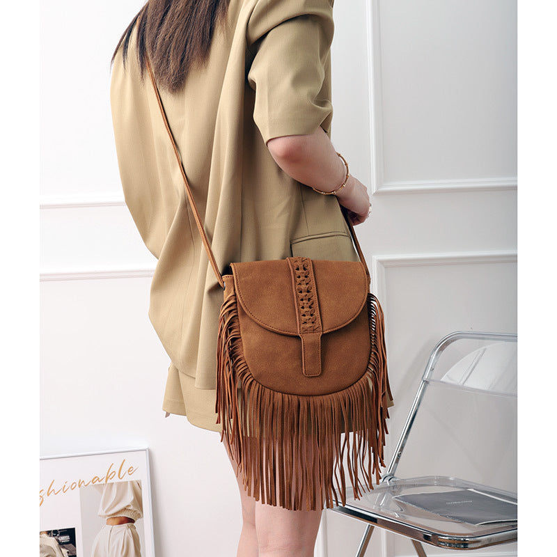 ATELIER-TIBET – Sac à bandoulière femme en imitation daim – Polyester – 19 cm