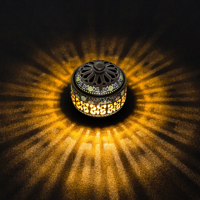 ATELIER-TIBET | Brûleur d’Encens Émaillé avec Veilleuse – Art Décoratif Multifonction