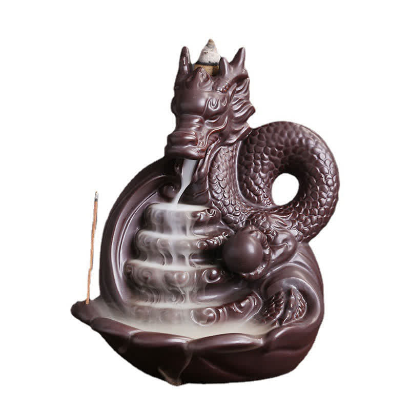 ATELIER-TIBET – Porte-Encens Dragon en Céramique – Énergie de Succès et Protection