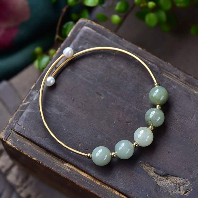 ATELIER-TIBET – Bracelet Ajustable en Jade Naturel « Abondance & Prospérité »