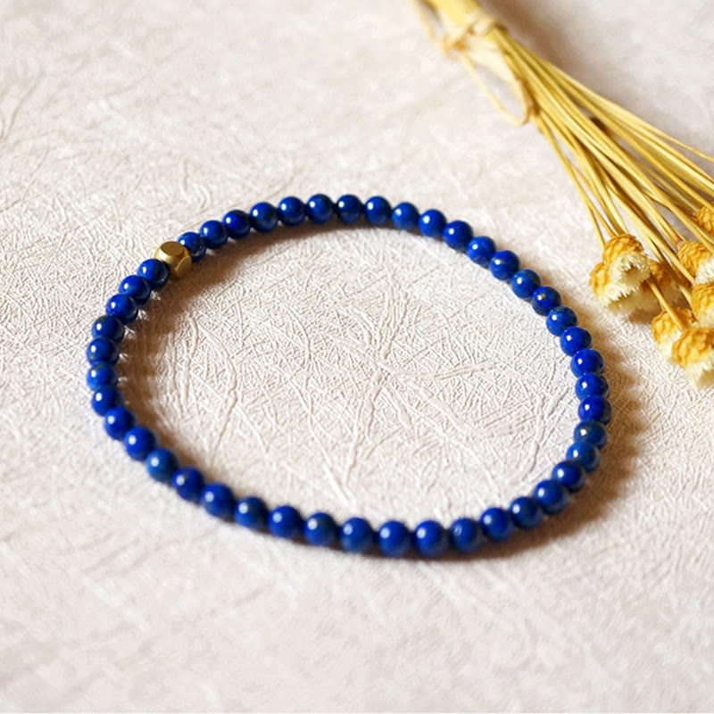 ATELIER-TIBET – Bracelet Lapis Lazuli 4 mm en Lazurite Naturelle