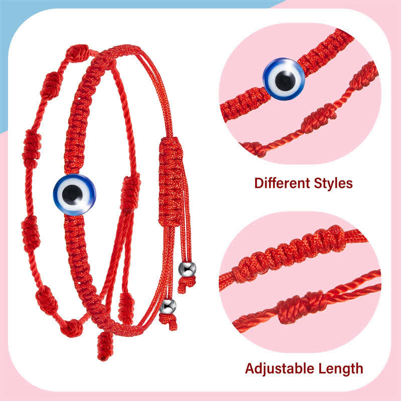 ATELIER-TIBET – Coffret de 4 Bracelets de Protection Mauvais Œil en Fil Rouge – Amulettes Symboliques Ajustables