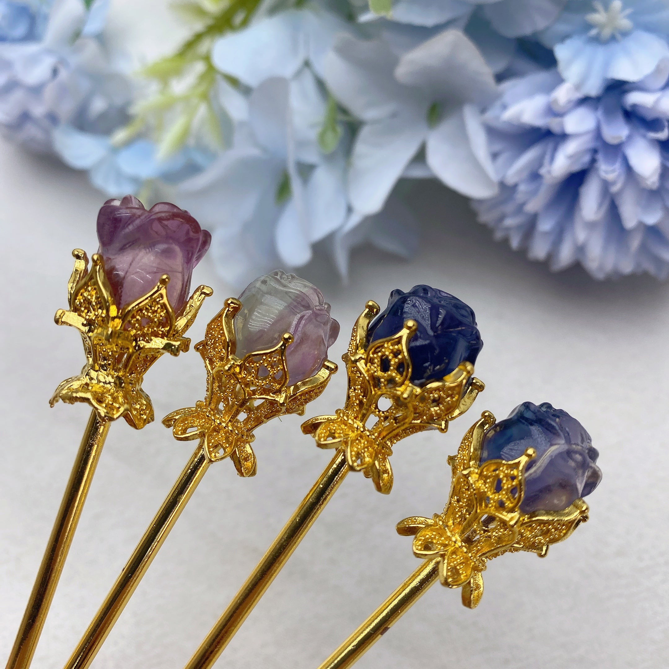 ATELIER-TIBET Pic à Cheveux Rose Fluorite 14cm