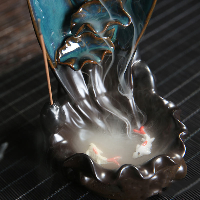 ATELIER-TIBET Brûleur d'encens à cascade Buddha Stones Porte-encens à reflux