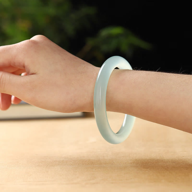 ATELIER-TIBET – Bracelet Équilibre Émotionnel en Calcédoine Bleue Naturelle (Jonc)