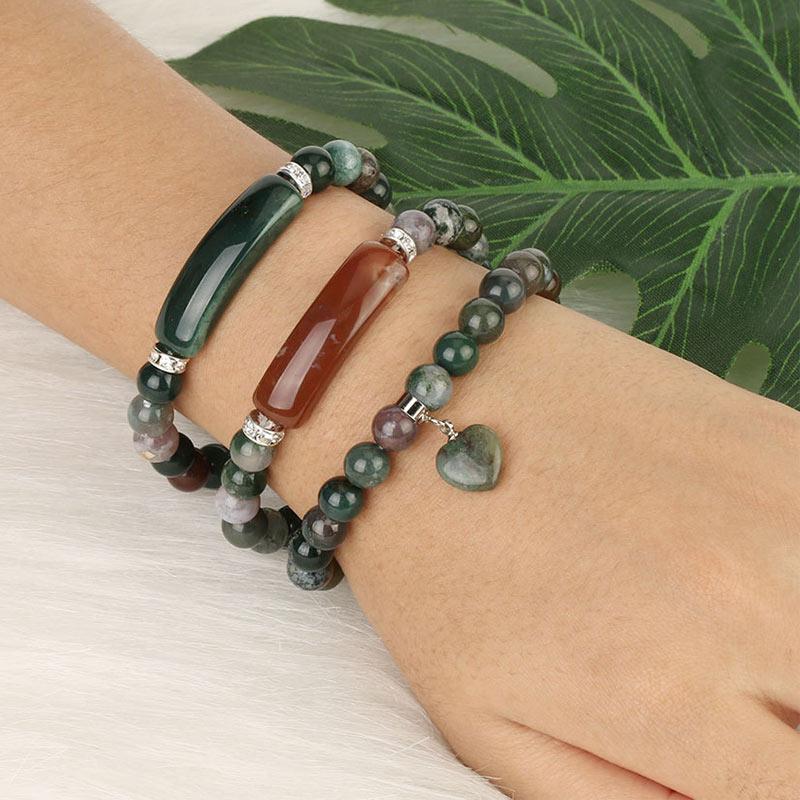 ATELIER-TIBET – Bracelet en Améthyste Naturelle Forme Cœur 8 mm, Perles Artisanales