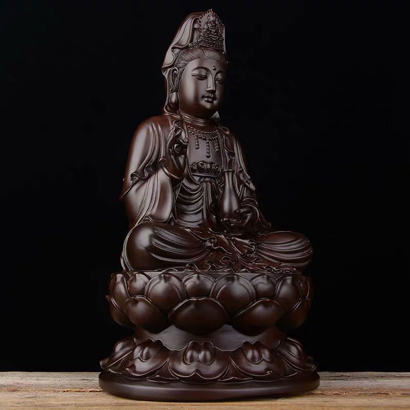 ATELIER-TIBET Pierre Avalokitesvara Ébène Lotus Harmonie Bénédiction Décoration de la Maison