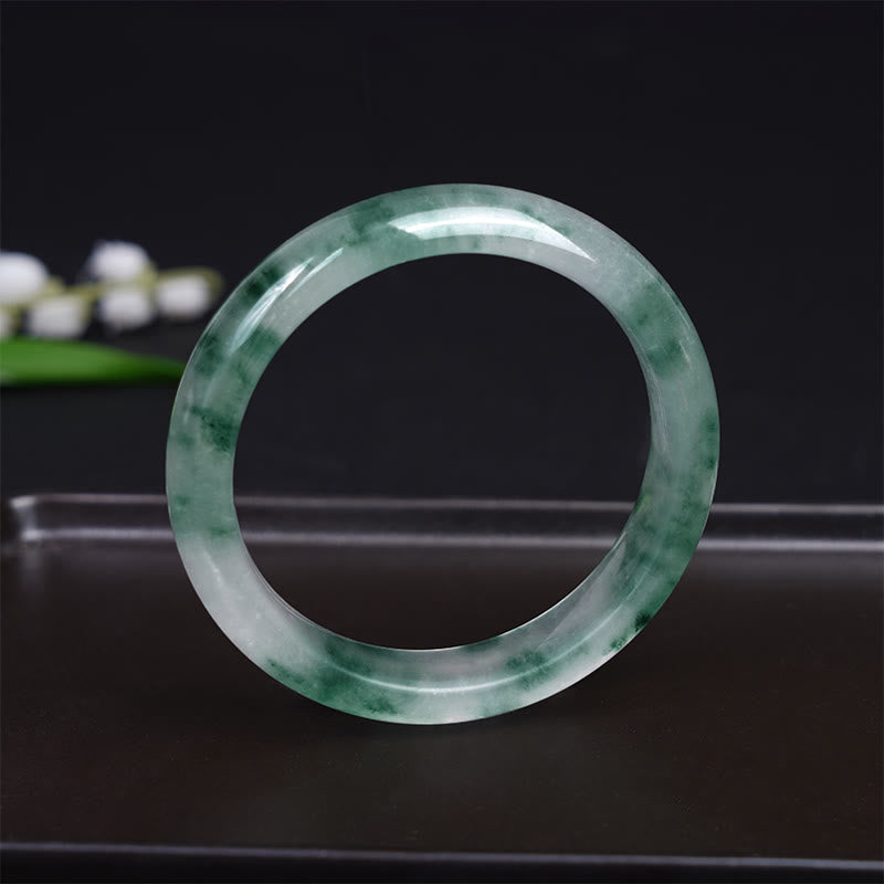 ATELIER-TIBET – Bracelet Jonc en Jade Naturel « Chance, Prospérité & Abondance » (58 mm)
