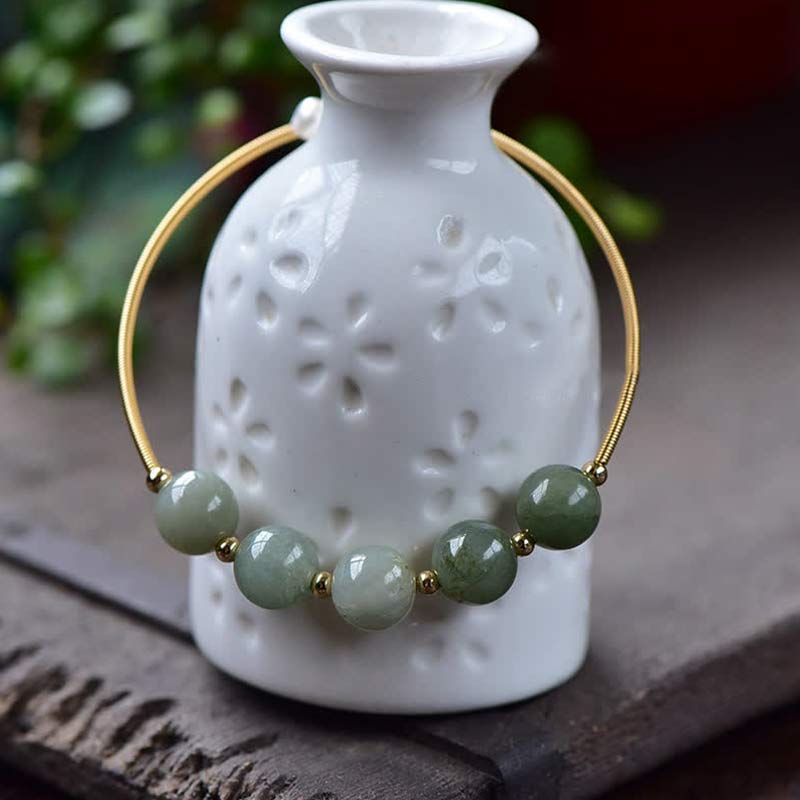 ATELIER-TIBET – Bracelet Ajustable en Jade Naturel « Abondance & Prospérité »