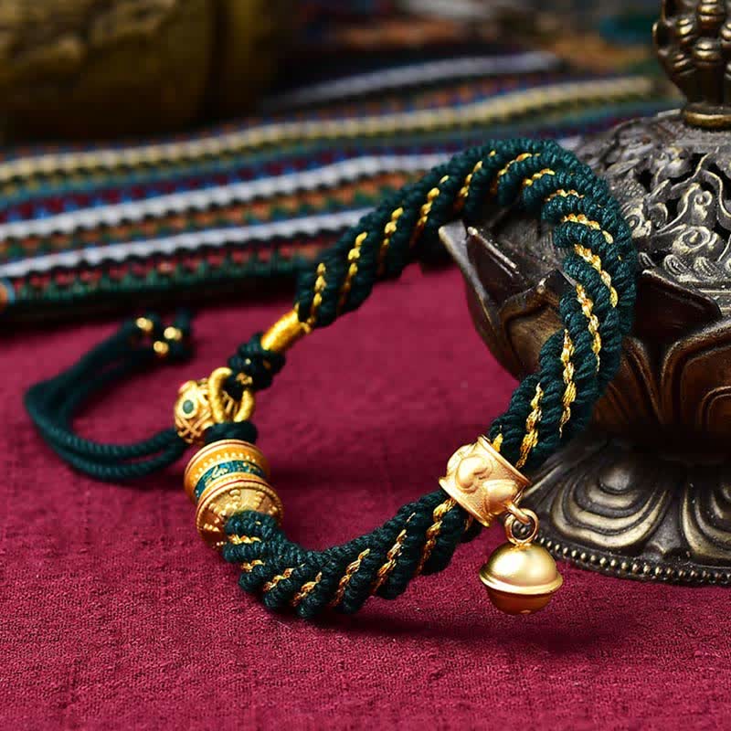 ATELIER-TIBET – Bracelet de Prière Tibétain Thangka en Fil Rouge, Protection & Chance