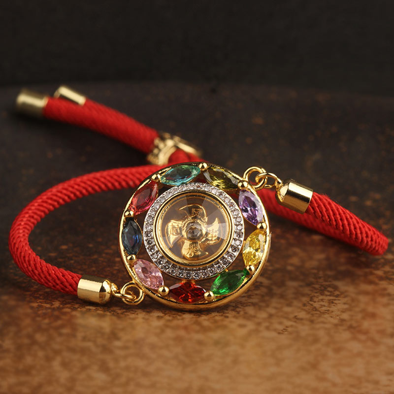 ATELIER-TIBET – Collier-Bracelet Porte-Bonheur en Cuivre & Zircon (Bijou 2-en-1)
