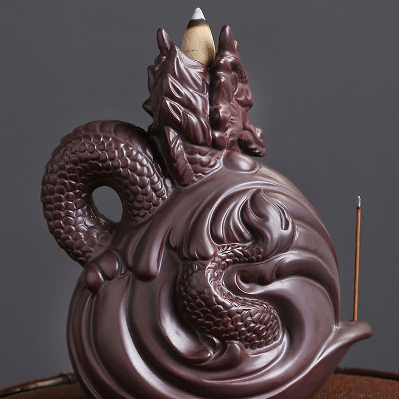 ATELIER-TIBET – Porte-Encens Dragon en Céramique – Énergie de Succès et Protection