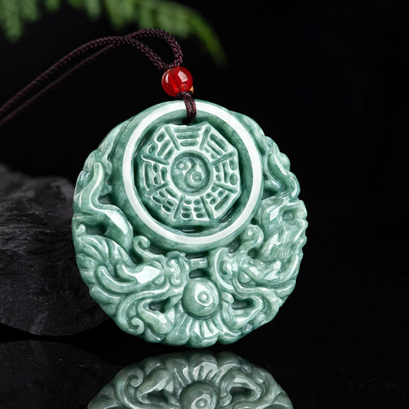 ATELIER-TIBET – Collier Dragon Yin Yang en Jade Naturel