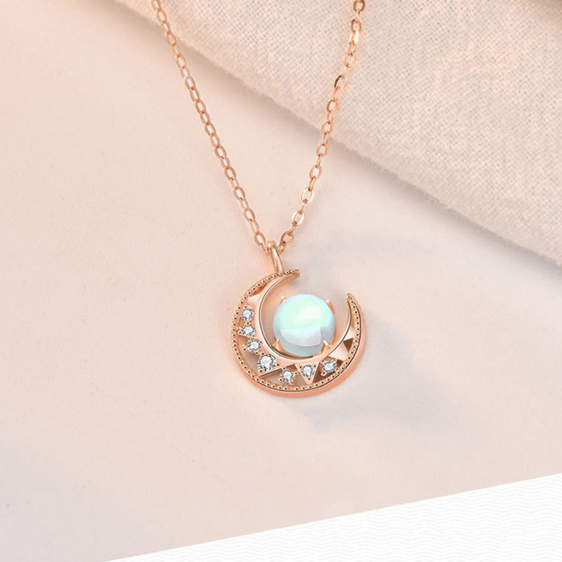 ATELIER-TIBET – Collier Lune en Pierre de Lune Naturelle et Argent Sterling 925