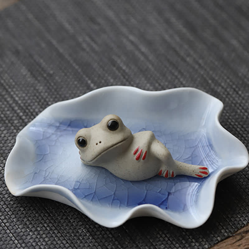 ATELIER-TIBET Statue de petite grenouille en céramique en méditation
