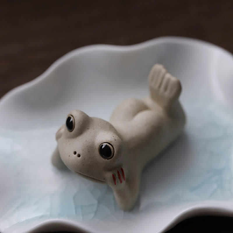 ATELIER-TIBET Statue de petite grenouille en céramique en méditation