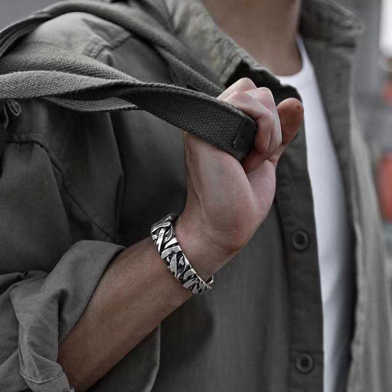 ATELIER-TIBET – Bracelet Manchette en Cuivre Texturé, Inspiration Vintage