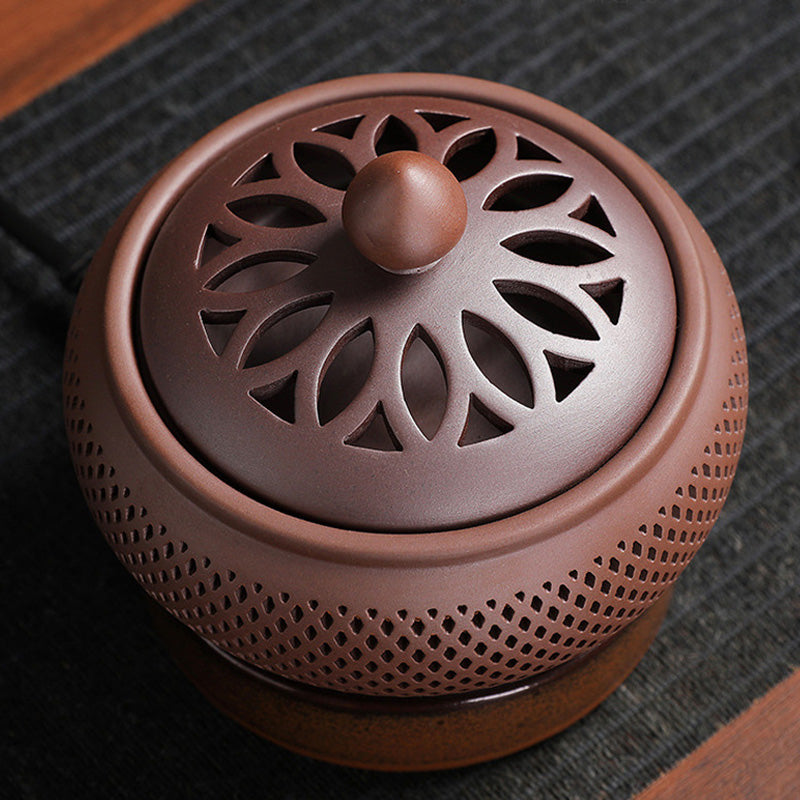 ATELIER-TIBET | Brûleur d’Encens Électrique Zisha avec Veilleuse – Argile Traditionnelle