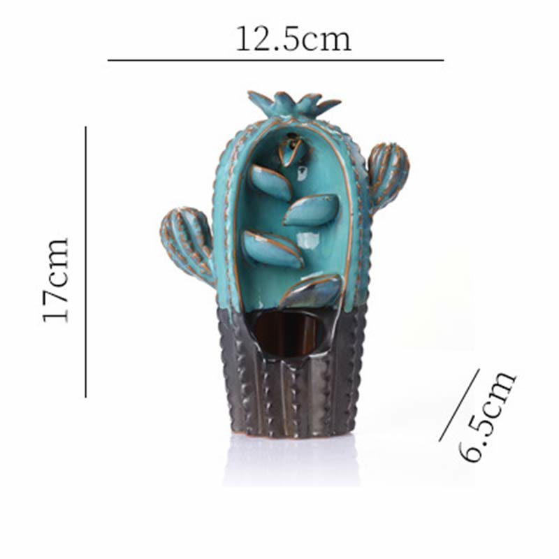 ATELIER-TIBET Brûleur d'encens à reflux en céramique Cactus Healing Smoke Fountain