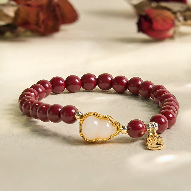 ATELIER-TIBET – Bracelet Porte-Bonheur Fu en Cinabre & Jade Naturel – Perles 6 mm