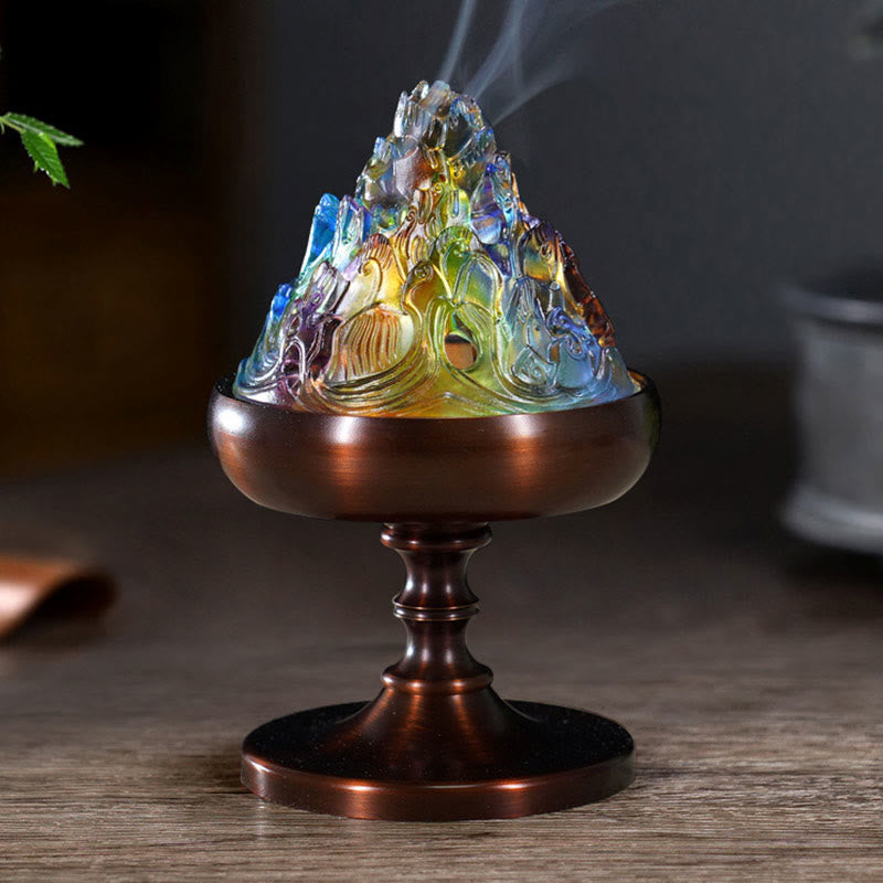 ATELIER-TIBET – Brûleur d’Encens Montagne Cristal Liuli – Méditation & Énergie Apaisante