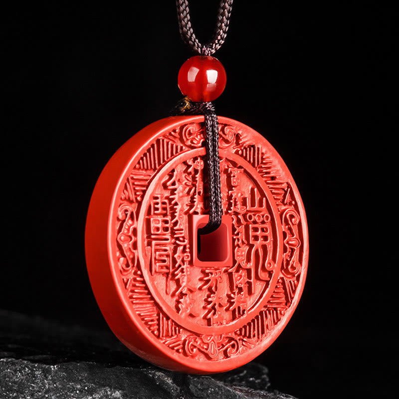 ATELIER-TIBET – Pendentif Bagua « Fantôme de la Montagne » en Cinabre Naturel