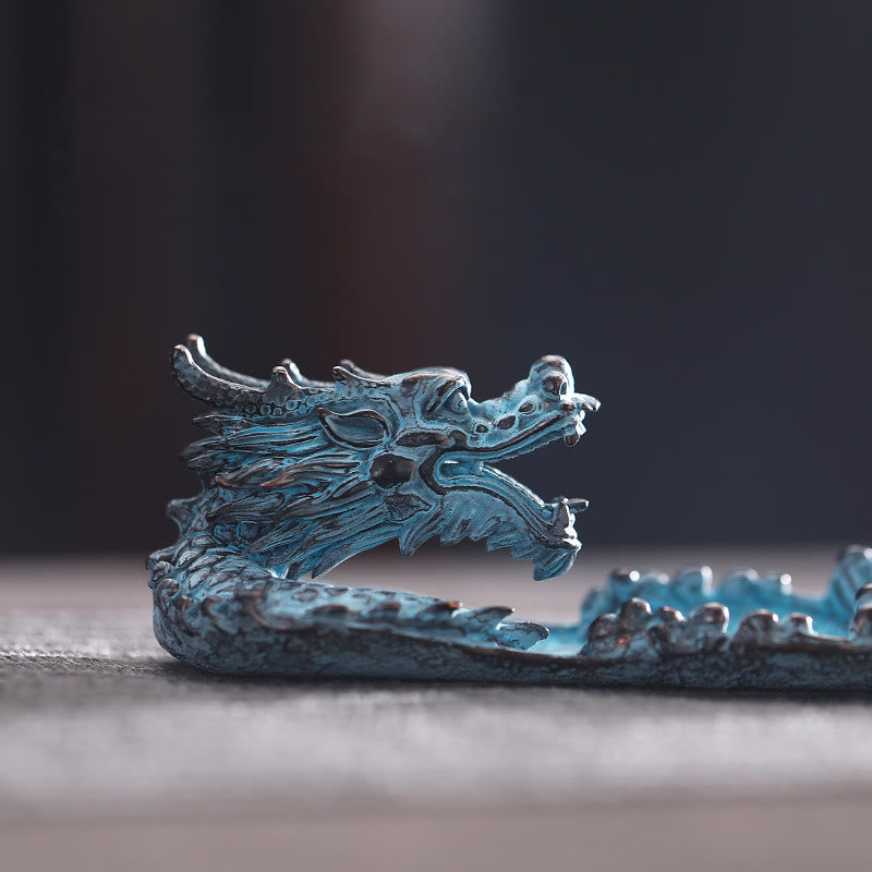 ATELIER-TIBET Brûleur d'encens en alliage de force de dragon de bon augure avec Buddha Stones