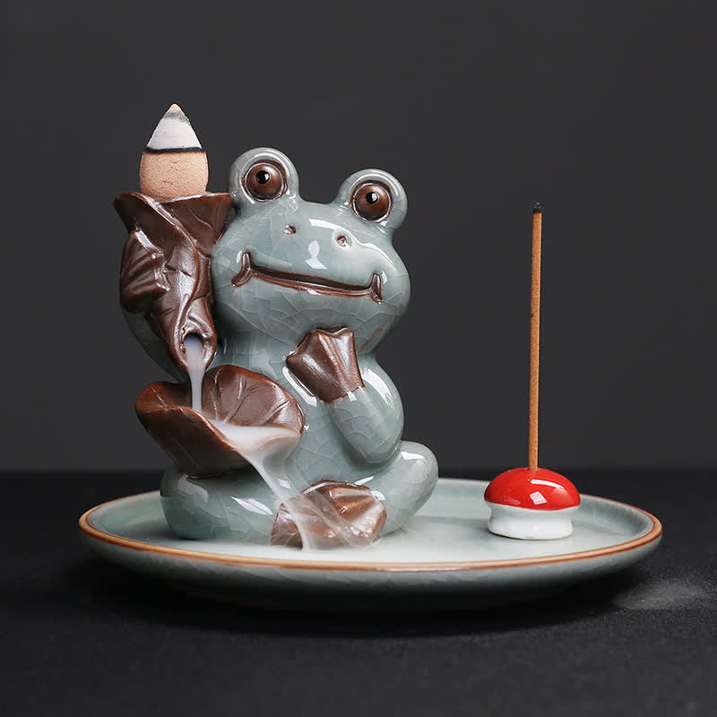 ATELIER-TIBET Brûleur d’Encens Céramique Grenouille de Méditation Zen