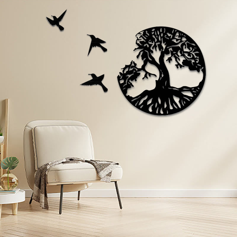 ATELIER-TIBET Arbre de vie Oiseaux Création Art mural