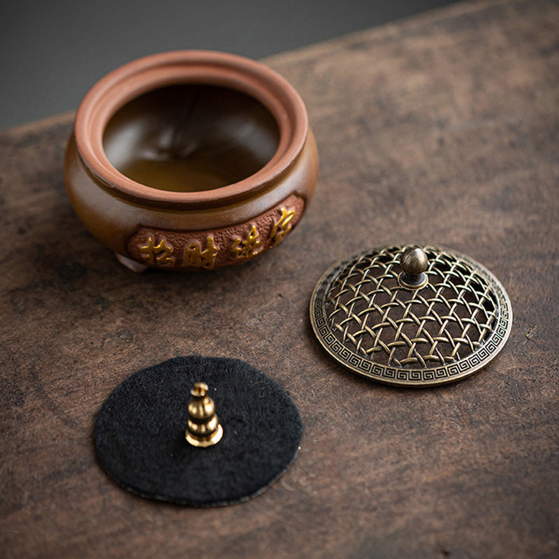 ATELIER-TIBET | Brûleur d’Encens en Céramique Traditionnelle Chinoise – Motifs Classiques