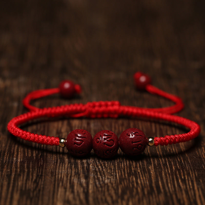 ATELIER-TIBET Bracelet Cinabre 8mm Om Mani Padme Hum – Concentration & Énergie